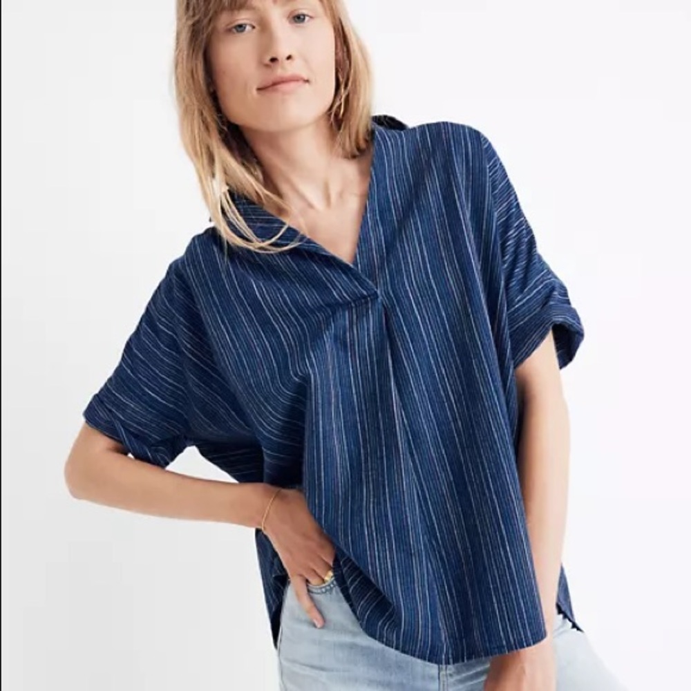 Women’s Madewell Indigo Courier Button-back top